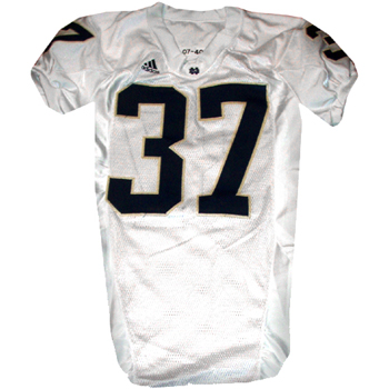 Junior Jabbie #37 Notre Dame 2007 White Football Game Used Jersey (40)