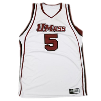 UMass Basketball Adidas White No. 5 Game-Worn Jersey - Ricky Harris